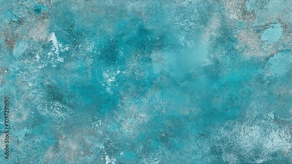 Fototapeta A turquoise grunge texture background with a distressed surface
