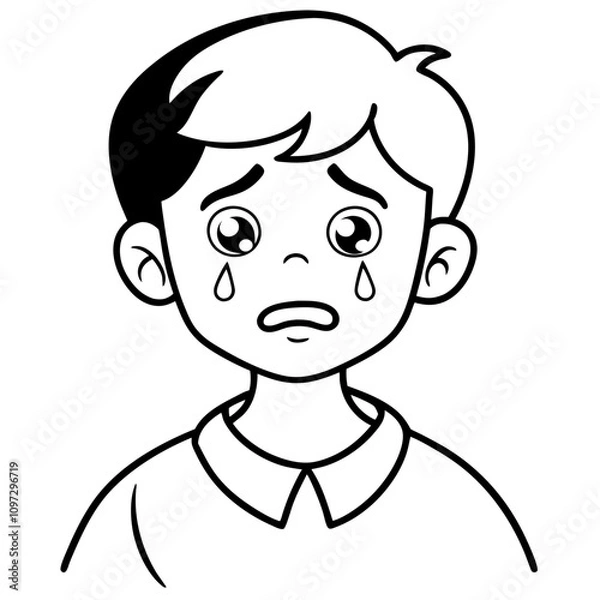 Obraz boy crying cartoon illustration