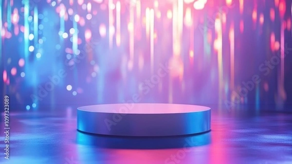 Fototapeta Circular Platform with Blurred Lights and Gradient Background