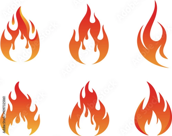 Fototapeta ファイヤーパターンデザインのセット