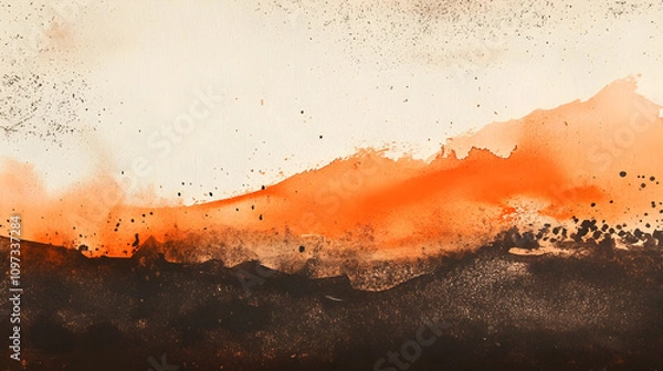 Obraz Rustic orange and brown watercolor blending resembling a warm desert sunset abstract