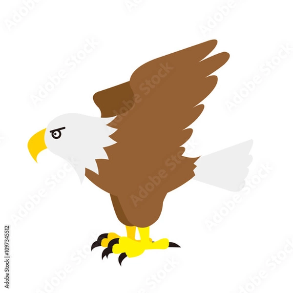 Fototapeta 翼を広げた鷹のイラスト　主線なし