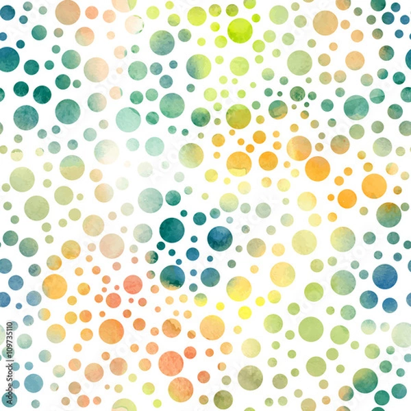 Fototapeta Seamless pattern with hand painted polka dots