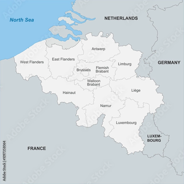 Obraz Belgium Map surrounded by other neighbor countries