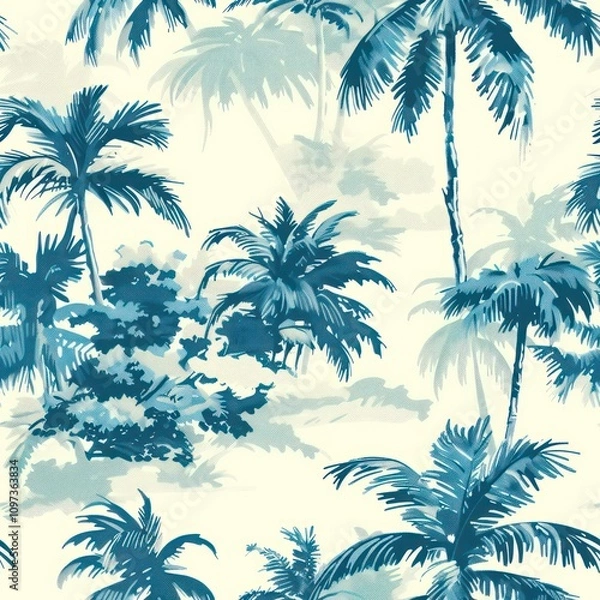 Fototapeta seamless tropical palm tree fabric background 
By Generated AI