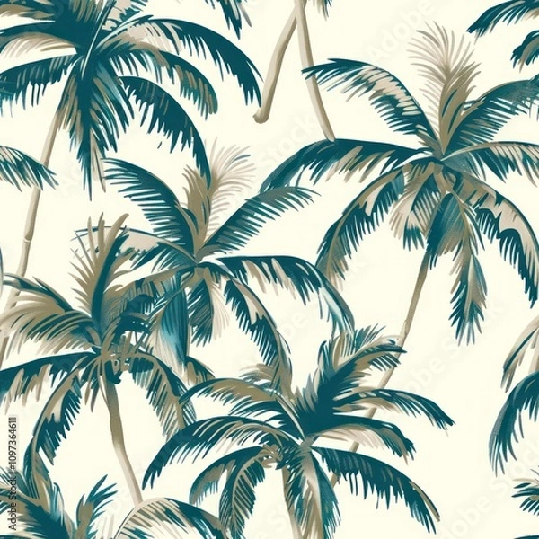 Fototapeta seamless tropical palm tree fabric background 
By Generated AI