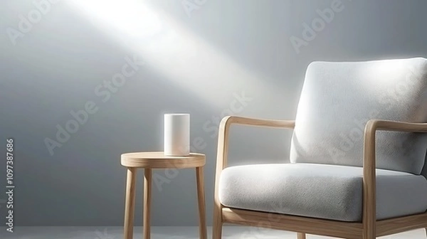 Fototapeta Stylish frame mockup in living room showcasing minimalist design bright atmosphere modern aesthetic