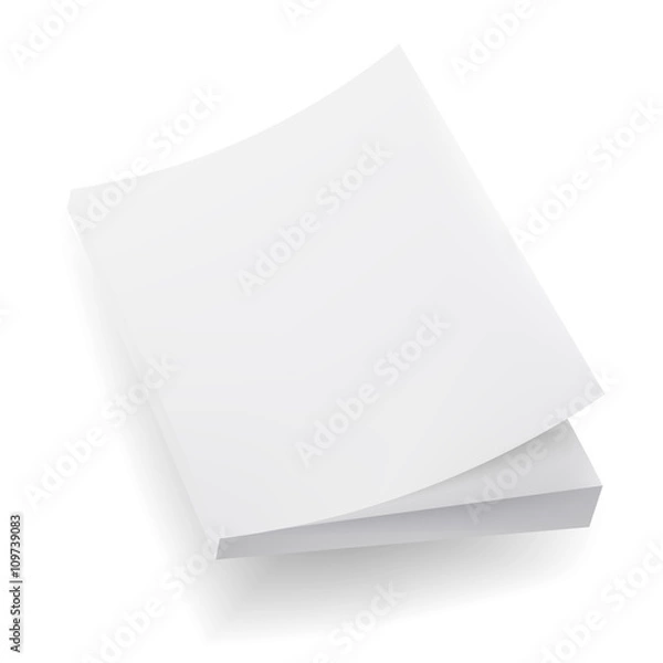 Obraz Blank  Mock Up Cover Of Notebook, Magazine, Book, Booklet, Brochure. Illustration Isolated On White Background. Template Ready For Your Design.