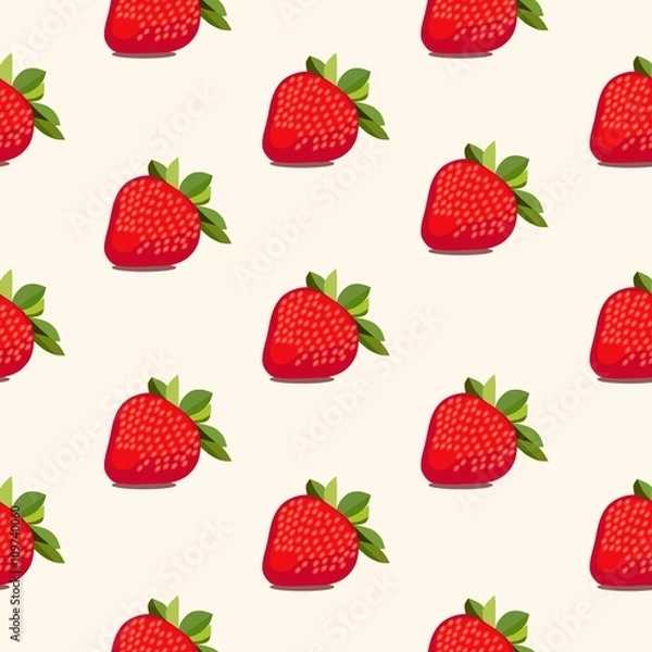 Fototapeta Seamless pattern strawberries white, vector