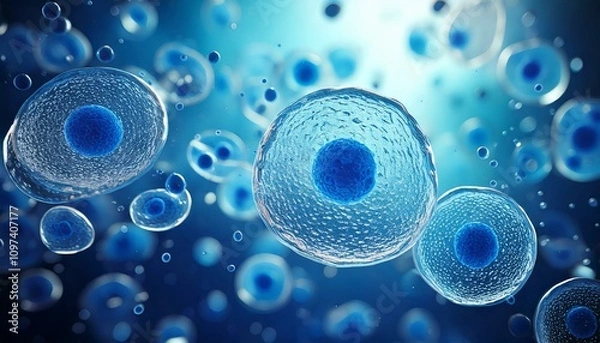 Fototapeta 3D Illustration of Microscopic View of Stem Cells. Medical Illustration. 