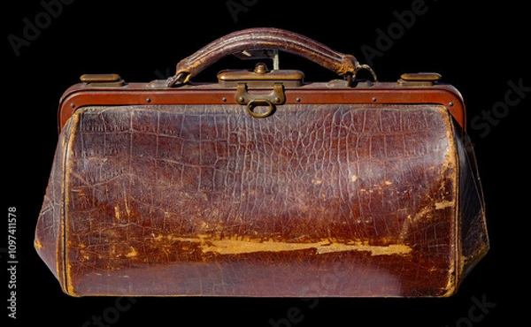 Obraz Vintage Leather Doctor's Bag with Handle and Clasp