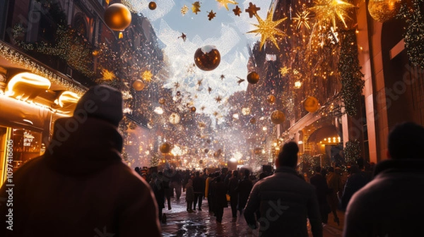 Fototapeta AI Generative New year celebration 2025,in the style of photorealistic