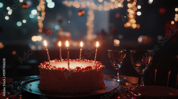 Fototapeta AI Generative New year celebration 2025 cake,in the style of photorealistic