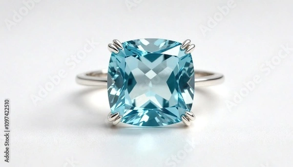 Obraz Aquamarine Ring with Clear Blue Stone