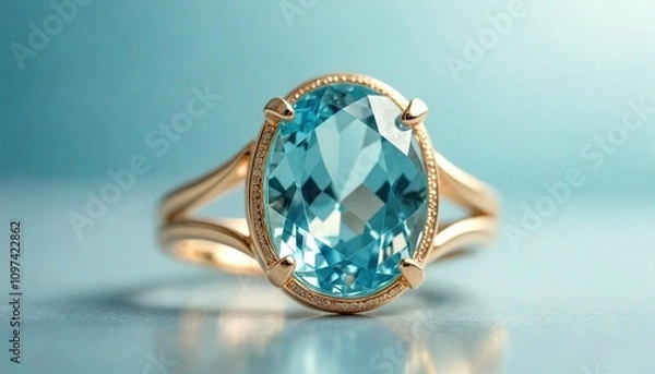 Obraz Close-Up Aquamarine Ring on Soft Gradient