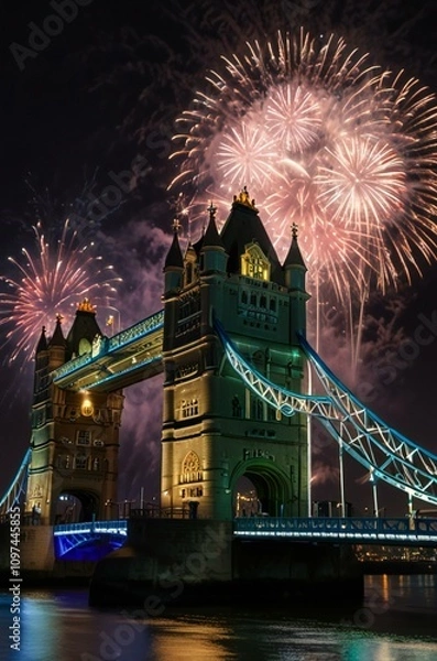 Fototapeta tower bridge and fireworks