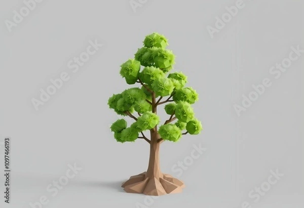 Obraz Low Poly Tree AnimationA low poly tree is animated creating a se