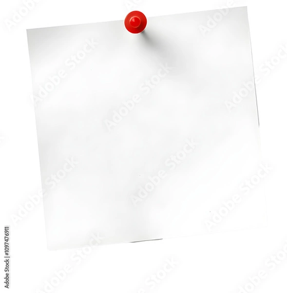 Obraz empty sticky note or black paper push pin with thumbtack isolated on transparent background