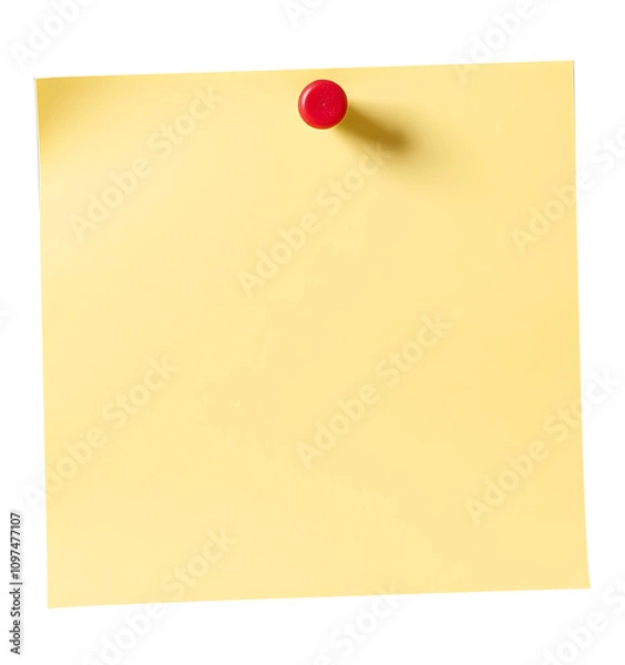 Fototapeta empty sticky note or black paper push pin with thumbtack isolated on transparent background
