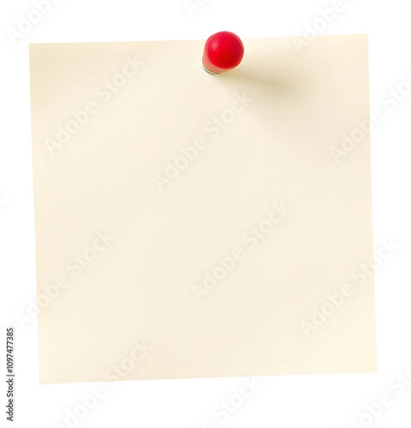 Fototapeta empty sticky note or black paper push pin with thumbtack isolated on transparent background