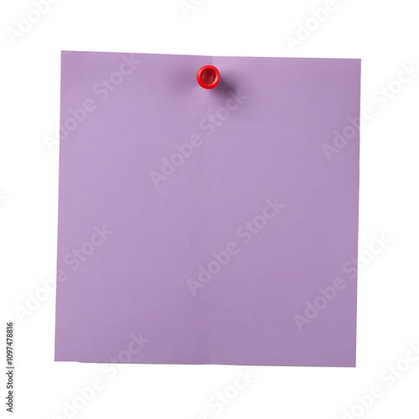 Obraz empty sticky note or black paper push pin with thumbtack isolated on transparent background