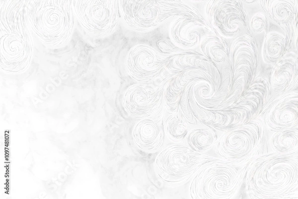 Fototapeta Abstract swirls, white on black Transparent Background, corner design.