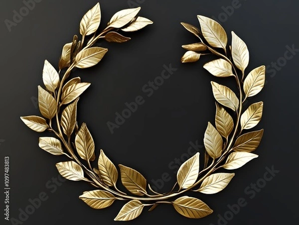 Fototapeta Golden logo frame,Elegant Golden Laurel Wreath Emblem