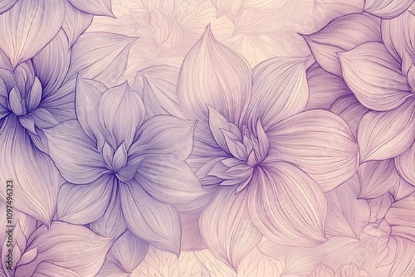 Fototapeta A soft, floral pattern featuring delicate, overlapping flowers in pastel colors.