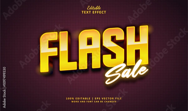 Fototapeta Flash Sale Editable Text Effect Style 3d Neon Chrome Yellow Gold Colours