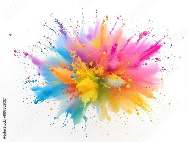 Fototapeta Colorful rainbow Holi paint powder in mid-air with slow motion effect , colorful artwork, colorful powders, rainbow colors