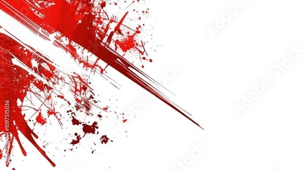 Fototapeta The Red Strokes of the Brush on White Background - A Captivating Display of Color and Movement. The Vivid Red Strokes, with Their Fluid Forms, Standing Out Against the Purity of White. The Brushstroke