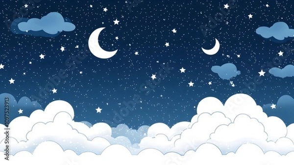 Obraz a simple flat cartoon design of skyscape, vector illustration