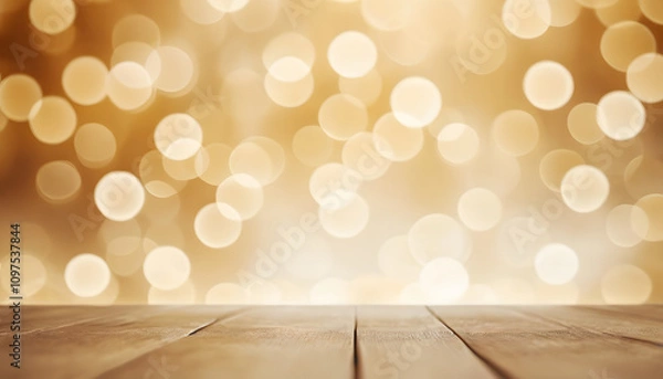 Obraz Blurred golden bokeh circles on a neutral soft wall.