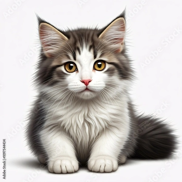 Fototapeta kitten is sitting with a cute look