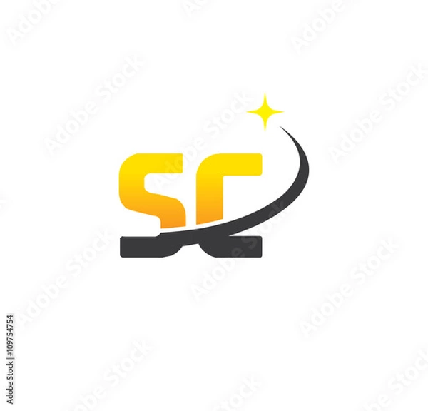 Fototapeta sc initial with swoosh and star