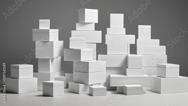 Fototapeta White boxes on a plain background