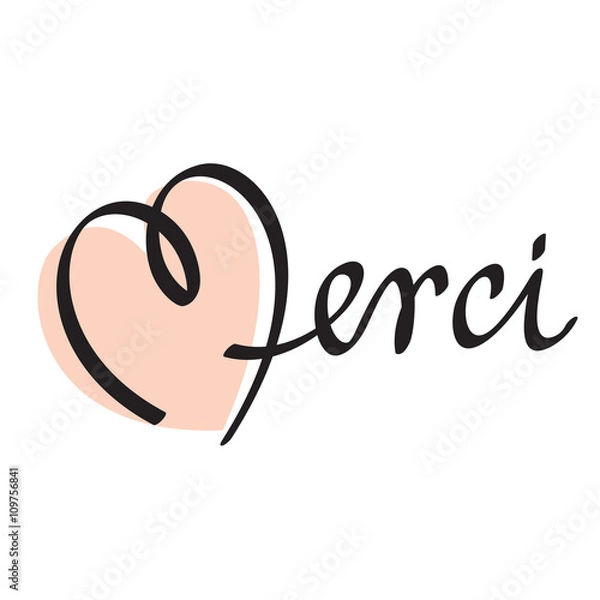 Fototapeta merci hand lettering custom handmade calligraphy