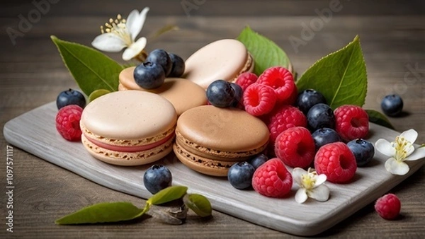 Obraz macaroons with berries
