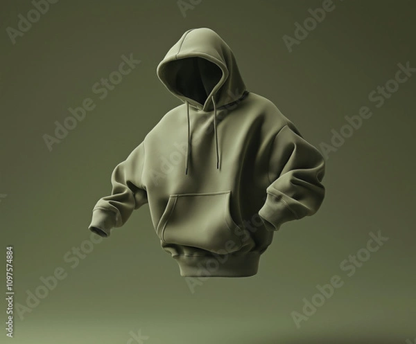 Fototapeta Green army Sweatshirt Mockup 3D on green army Background