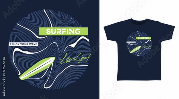 Fototapeta Surfing Line Art Hand Drawn vector Tshirt Design