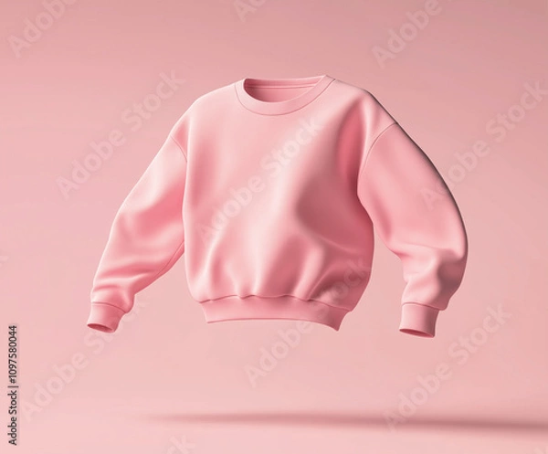 Fototapeta Casual pink sweatshirt mockup on pink background