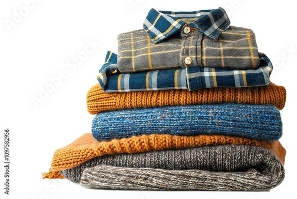 Obraz A pile of clothes with a blue shirt on top