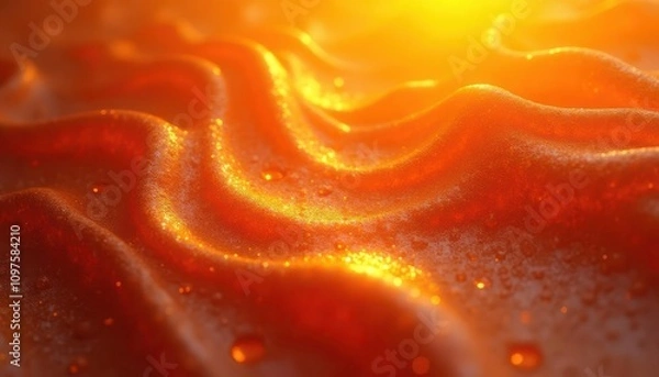 Fototapeta Abstract Golden Waves: A Sparkling Symphony of Light and Texture in Amber Hues, Evoking Sensations of Warmth, Luxury and Tranquility
