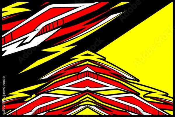 Fototapeta Car sticker vector design. Graphic abstract line racing background design for wrapping vehicles, racing cars, rally, abstract background, with unique and modern line pattern