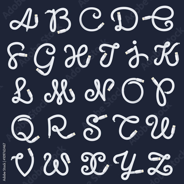 Obraz Alphabet letters logo formed by lightning cable.