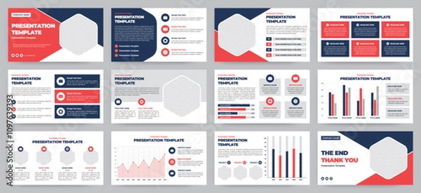 Fototapeta Modern presentation slide templates. Infographic elements template set for web, print, annual report brochure, business flyer leaflet marketing and advertising template. Vector Illustration.
