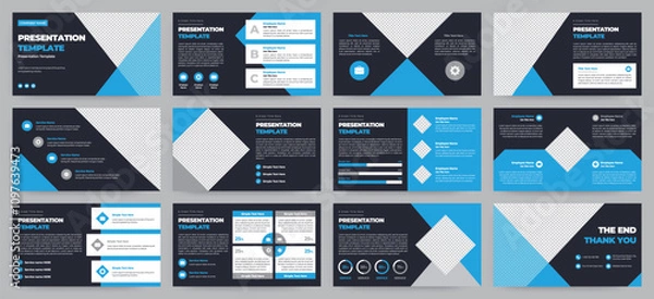 Fototapeta Modern presentation slide templates. Infographic elements template set for web, print, annual report brochure, business flyer leaflet marketing and advertising template. Vector Illustration.