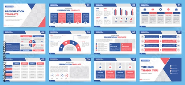 Fototapeta Modern presentation slide templates. Infographic elements template set for web, print, annual report brochure, business flyer leaflet marketing and advertising template. Vector Illustration.