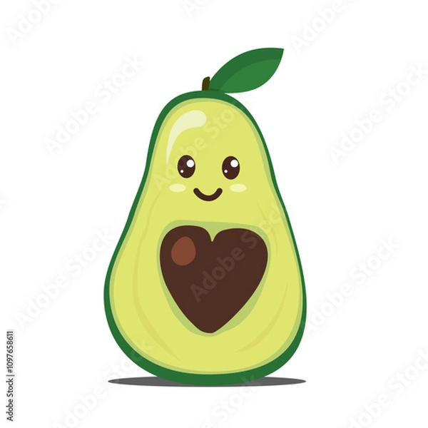 Obraz cute good avocado with the pit in the form of heart