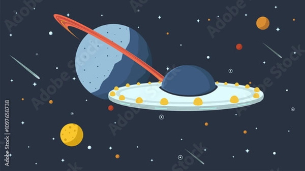 Obraz flying saucer in outer space among the planets